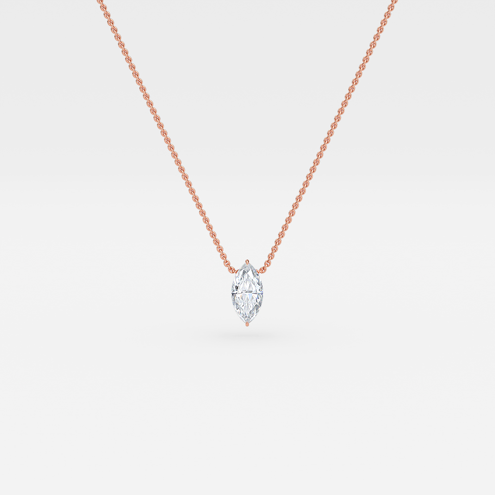 Solitaire Marquise Diamond Pendant In Rose Gold