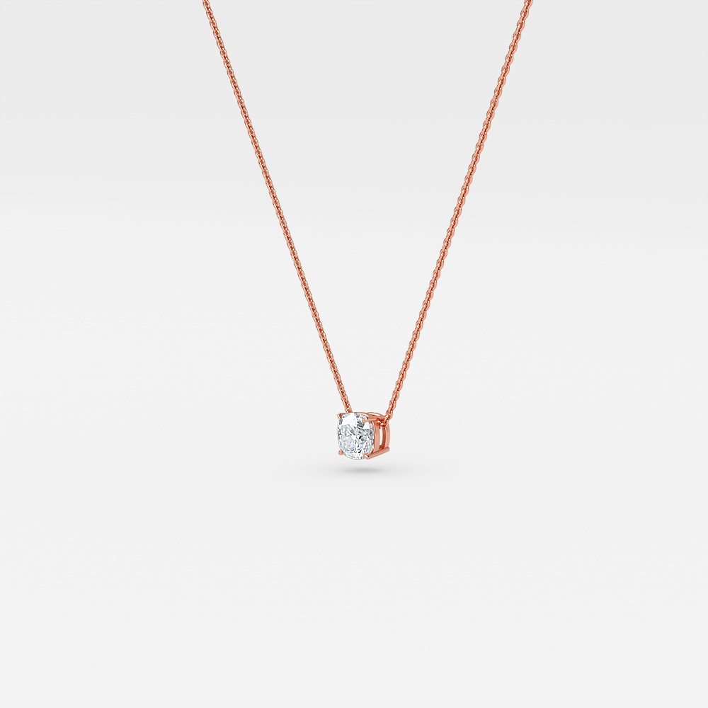 Solitaire Cushion Diamond Pendant In Rose Gold
