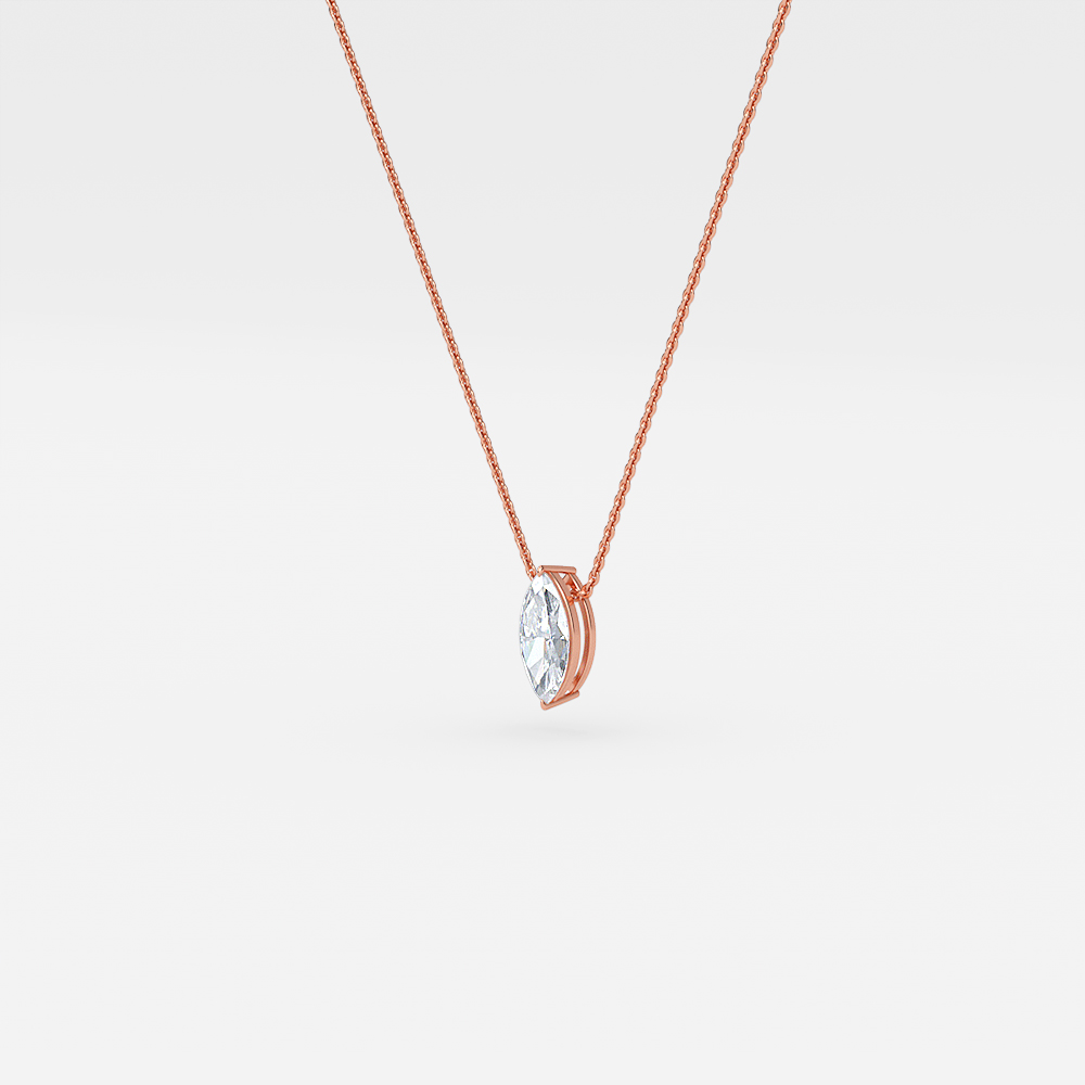 Solitaire Marquise Diamond Pendant In Rose Gold