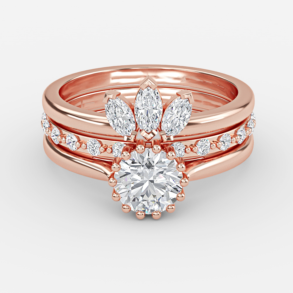 Marquise Half Eternity Wedding Ring In Rose Gold