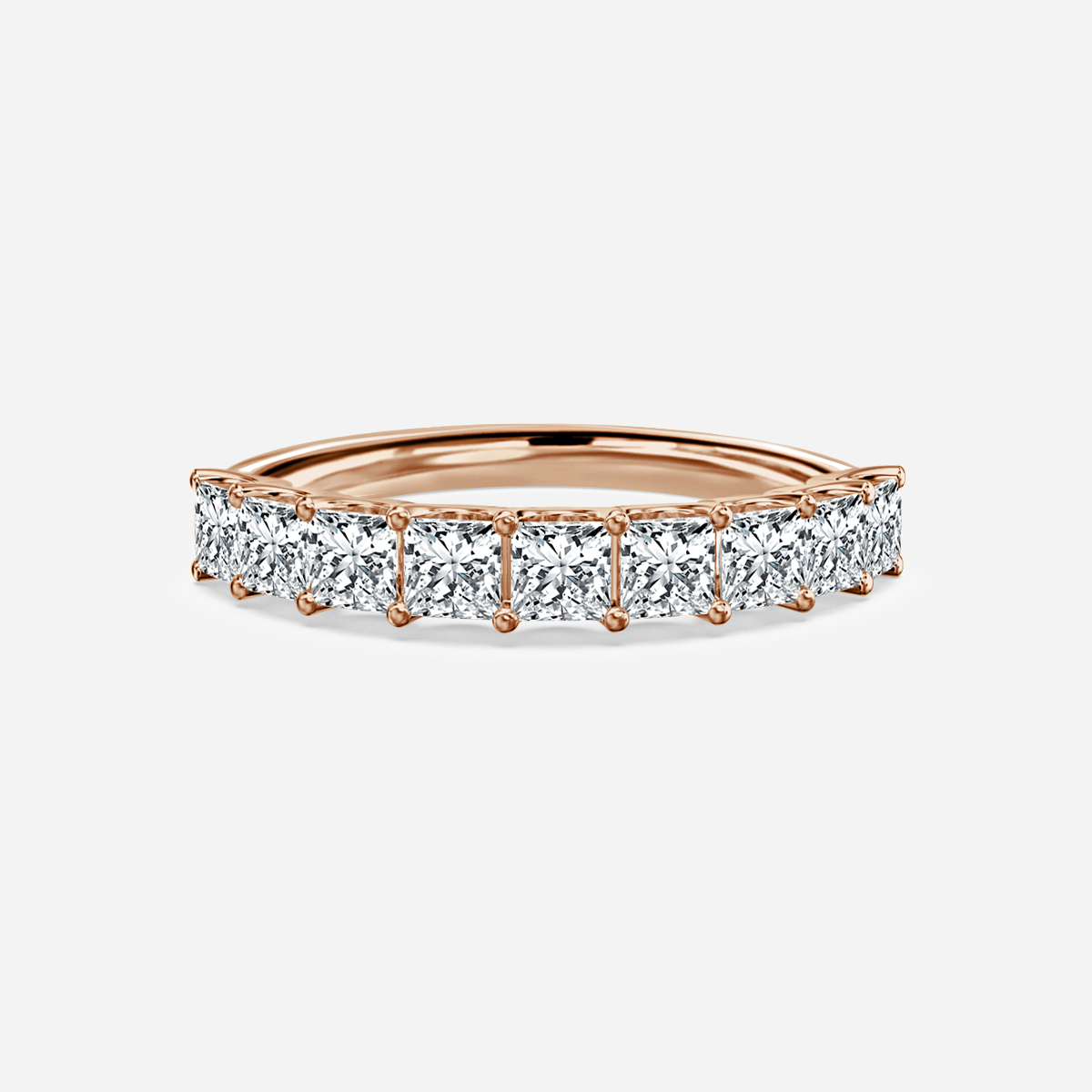 Princess Diamond Half Eternity Ring In Rose Gold