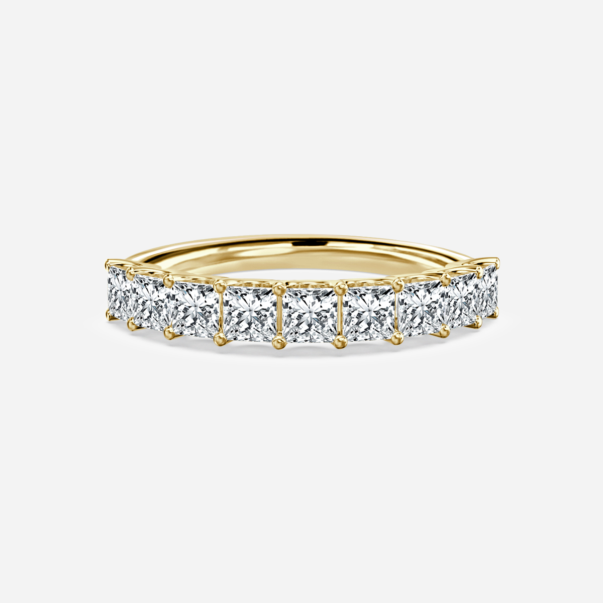 Princess Diamond Half Eternity Ring In Yellow Gold