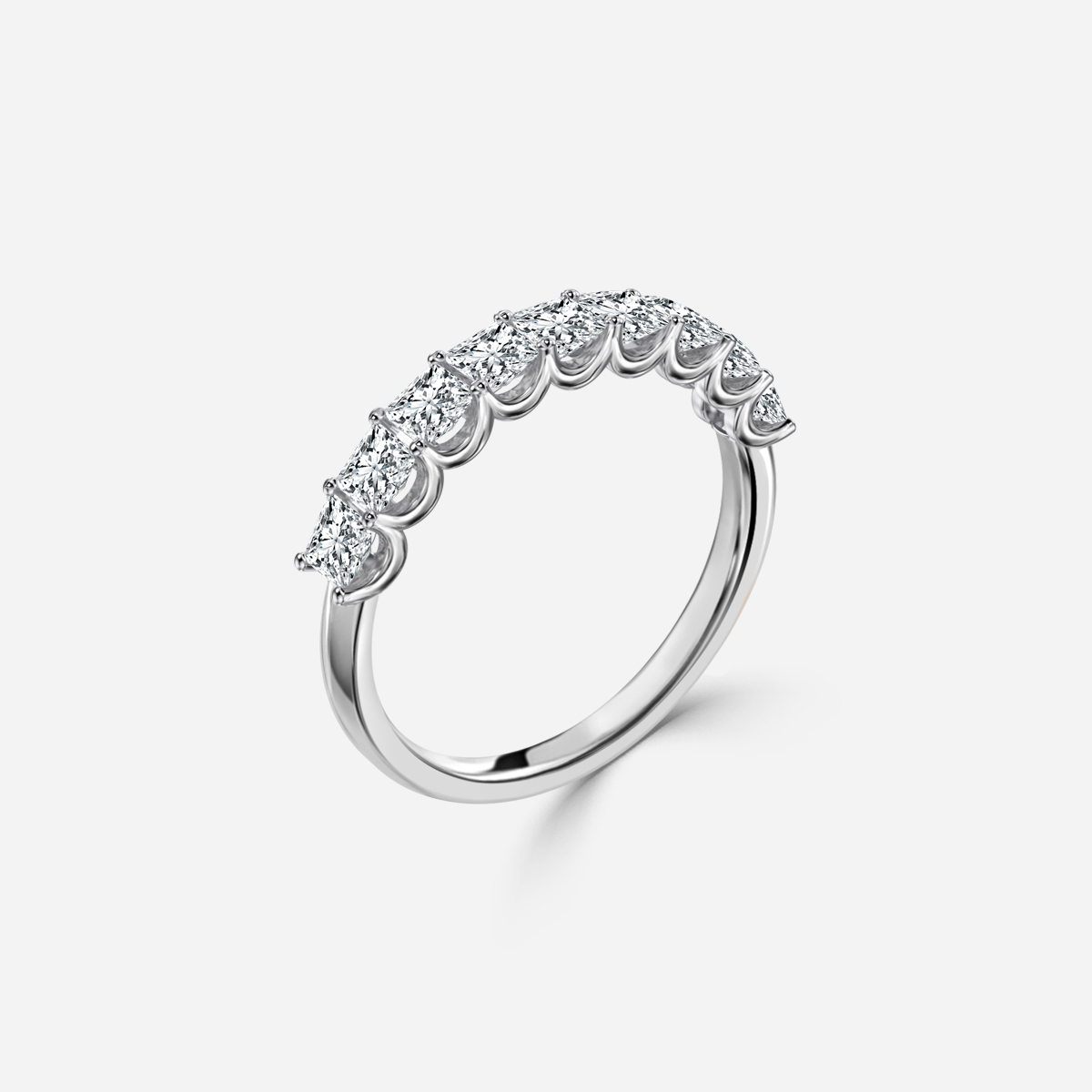 Princess Diamond Half Eternity Ring In White Gold