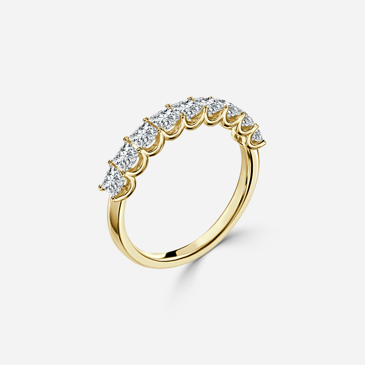 Princess Diamond Half Eternity Ring In Yellow Gold