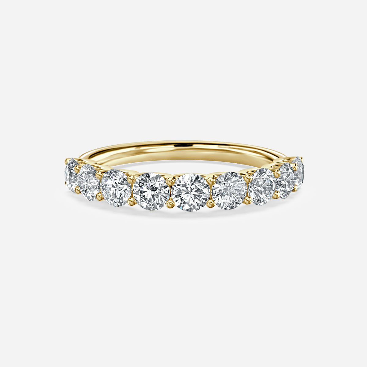 Round Diamond Half Eternity Ring In Yellow Gold