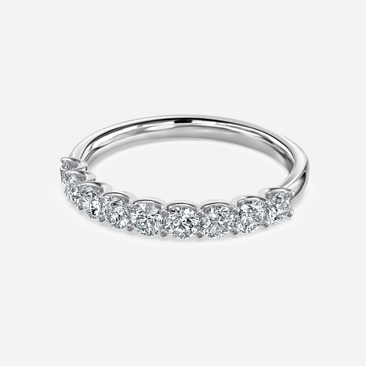 Round Diamond Half Eternity Ring In Platinum