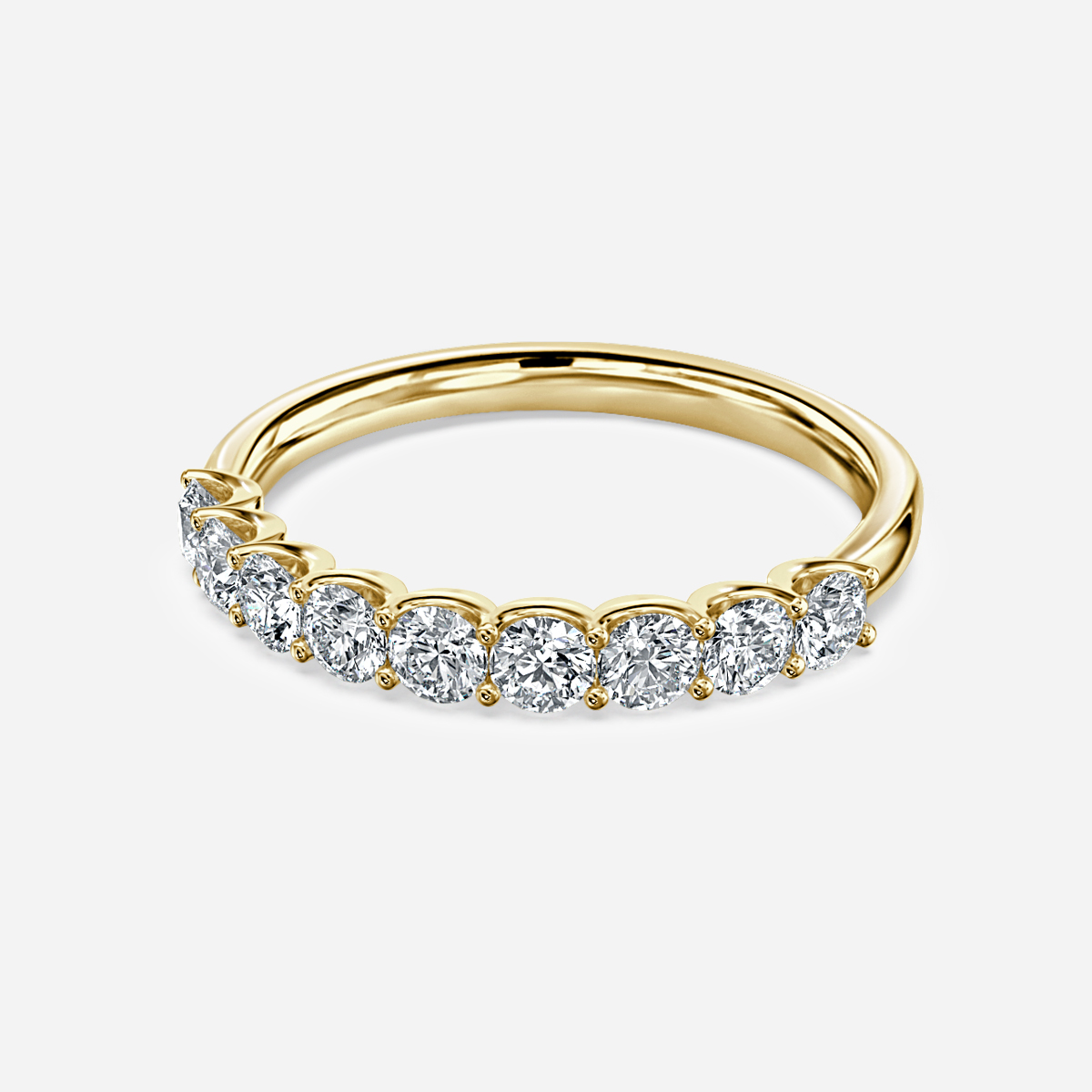 Round Diamond Half Eternity Ring In Yellow Gold