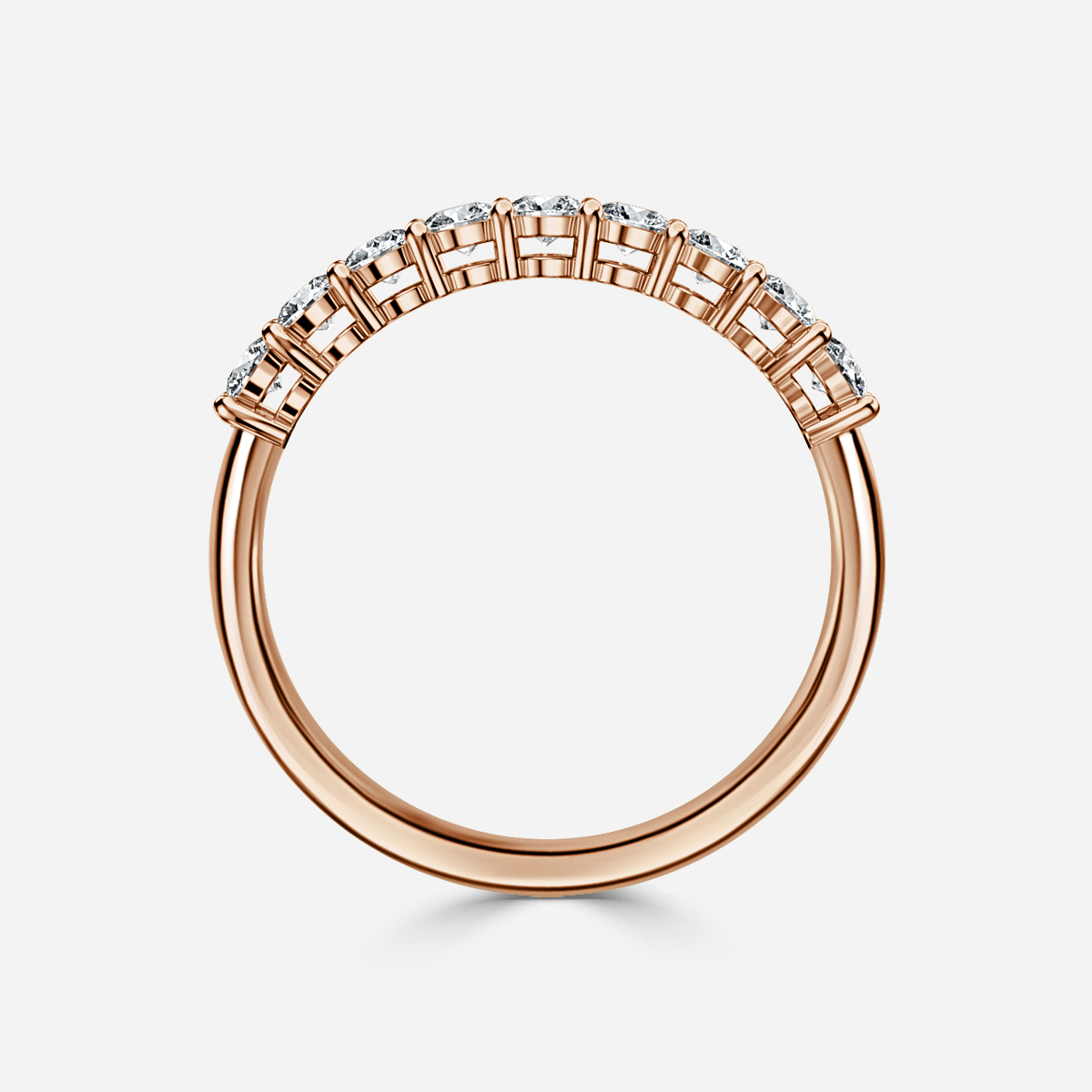 Shared Single Claw Set Half Eternity Wedding Band In Rose Gold
