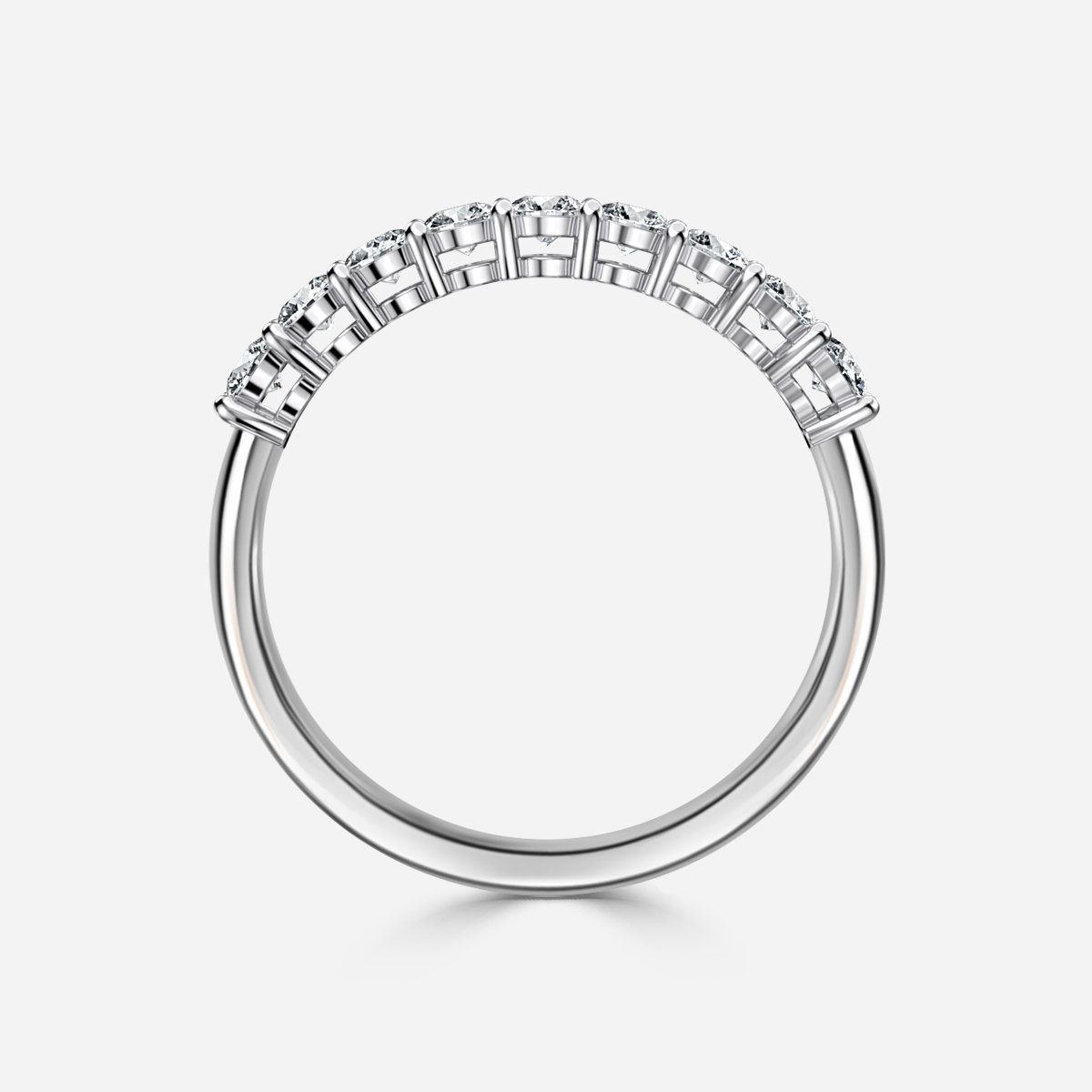 Shared Single Claw Set Half Eternity Wedding Band In White Gold