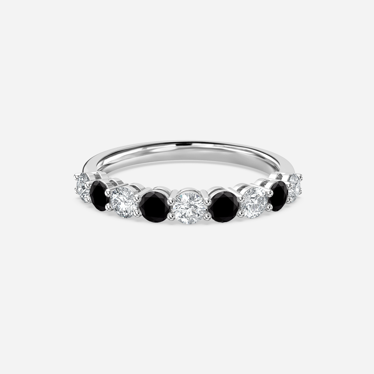 Black Diamond And Diamond Shared Single Claw Set In White Gold