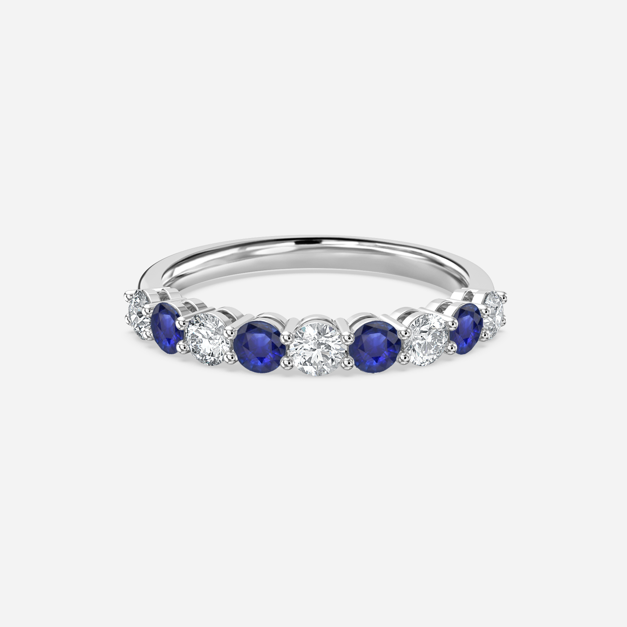 Blue Sapphire And Diamond Shared Single Claw Set In Platinum