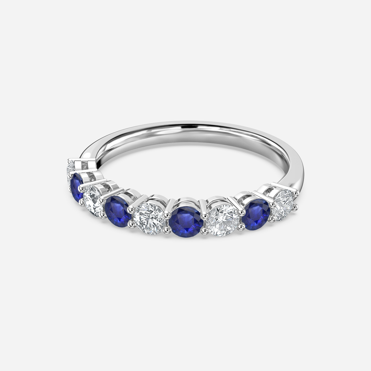 Blue Sapphire And Diamond Shared Single Claw Set In Platinum