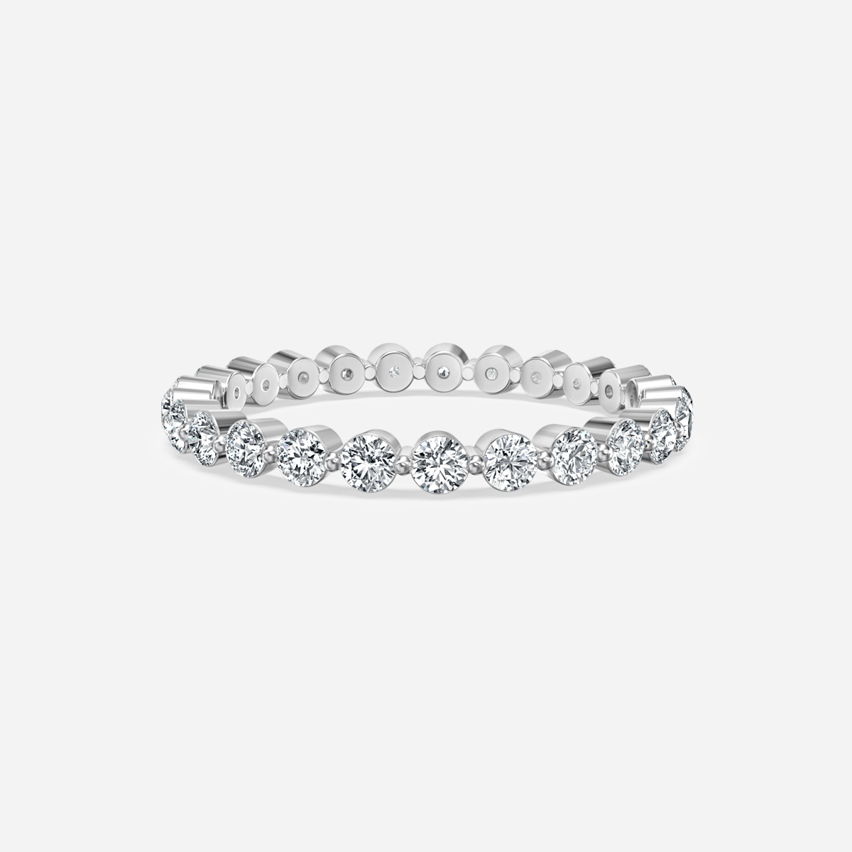Single Shared Claw Eternity Ring In White Gold