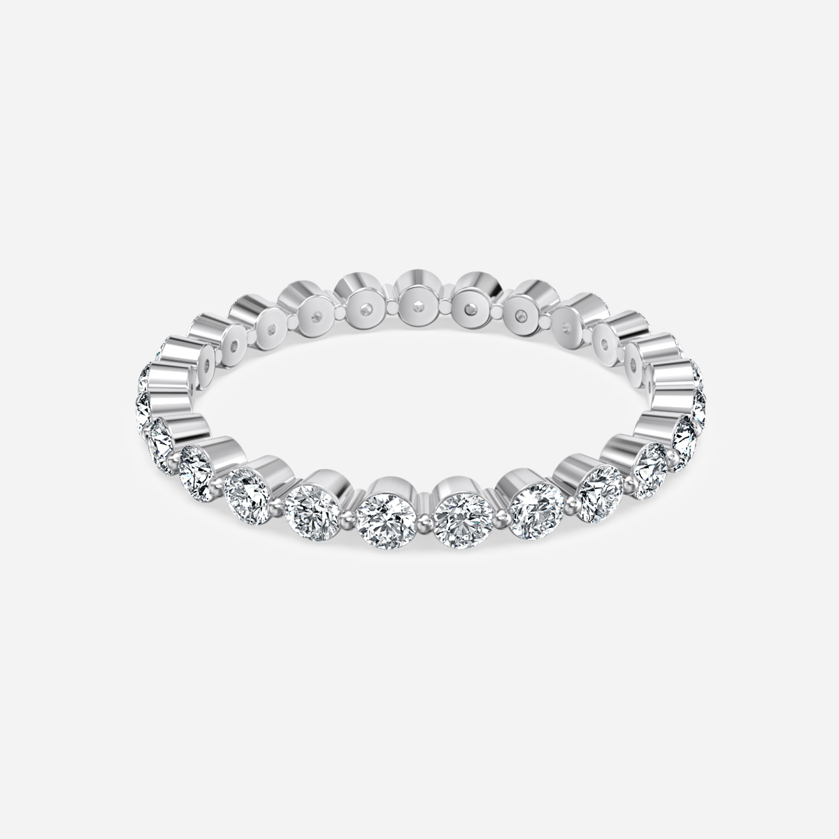 Single Shared Claw Eternity Ring In Platinum