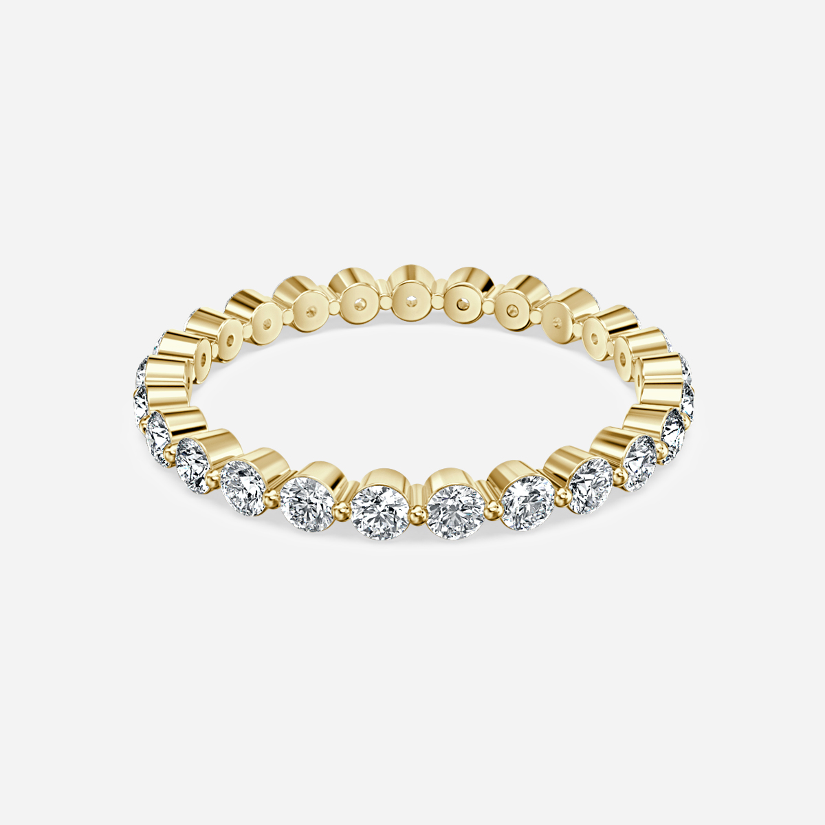Single Shared Claw Eternity Ring In Yellow Gold