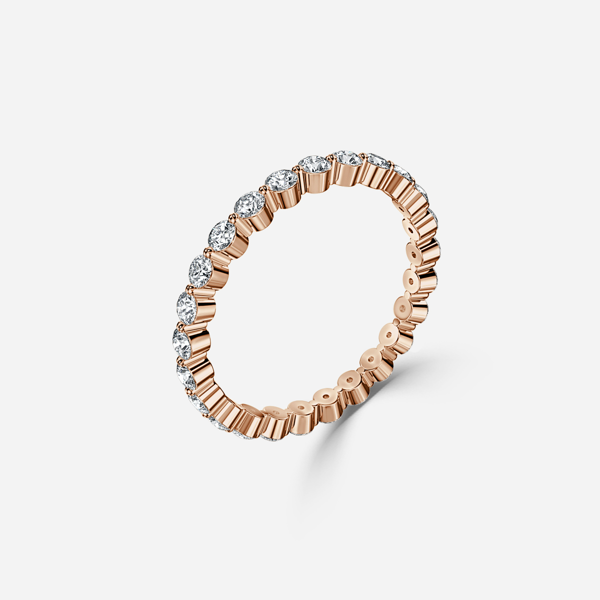 Single Shared Claw Eternity Ring In Rose Gold