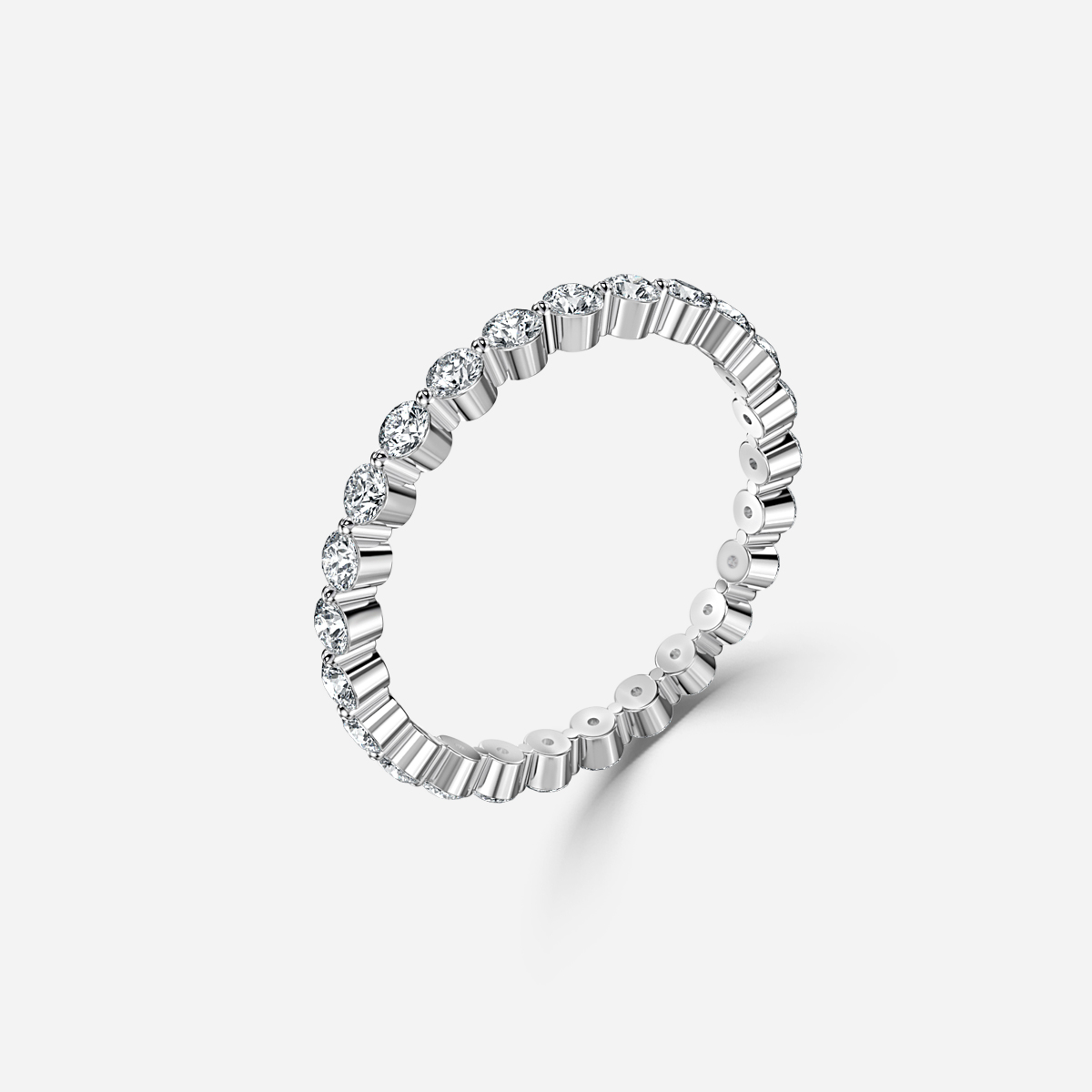 Single Shared Claw Eternity Ring In White Gold