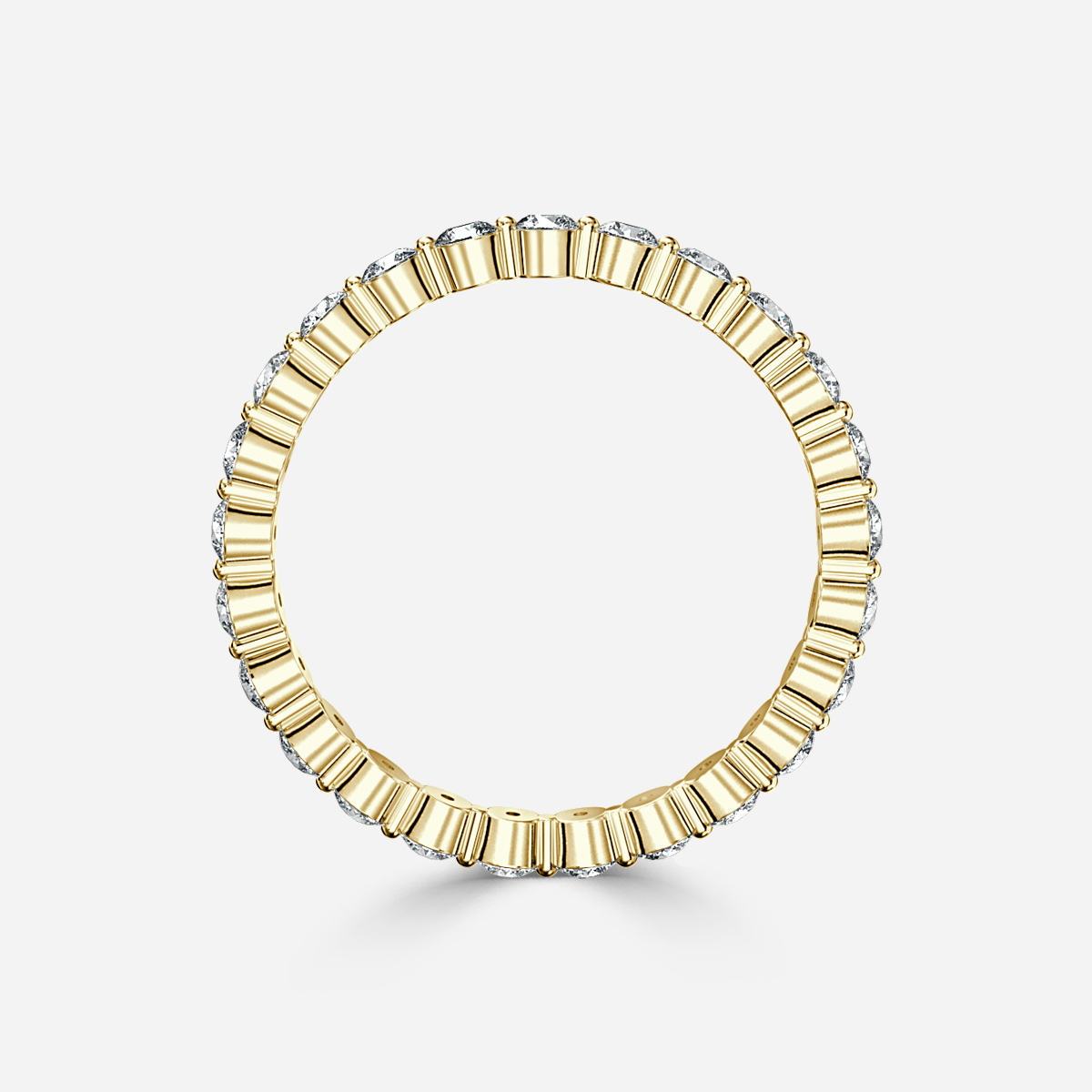 Single Shared Claw Eternity Ring In Yellow Gold