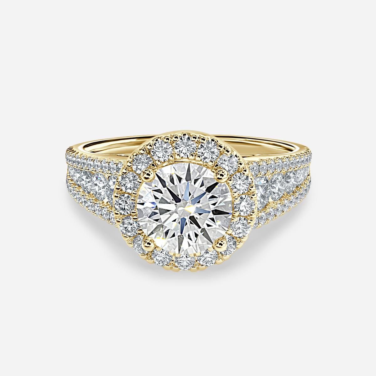 Luz Del Sol Yellow Gold Halo Engagement ring