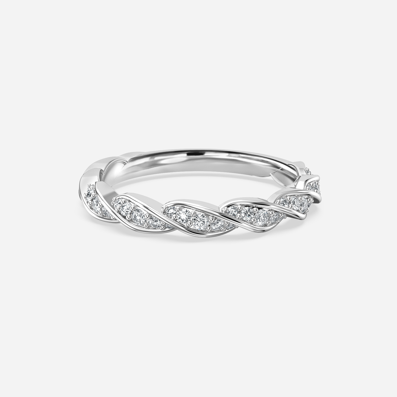 Aspen Twist Wedding Band In White Gold Flawless Fine Jewellery London   Twisted Diamond Wedding Band 01 WG 