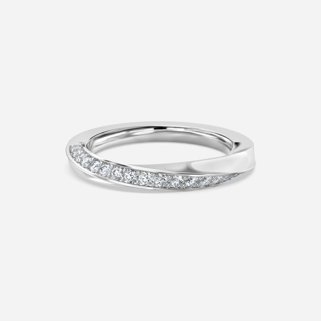 Charlize Grain Set Diamond Wedding Band In Platinum