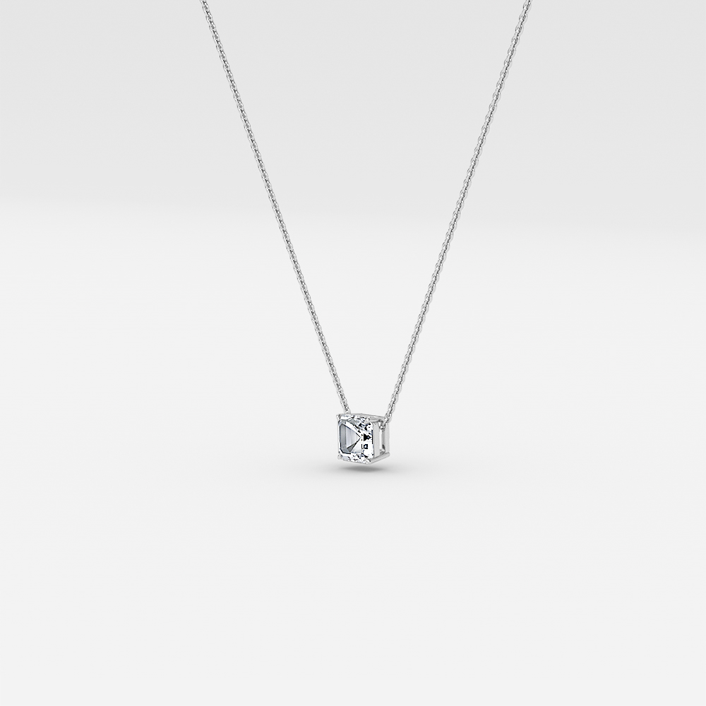 Solitaire Asscher Diamond Pendant In White Gold
