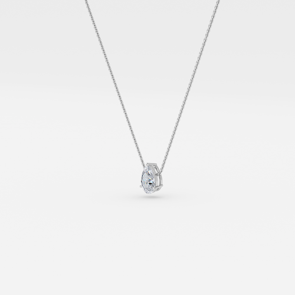 Solitaire Pear Diamond Pendant In White Gold