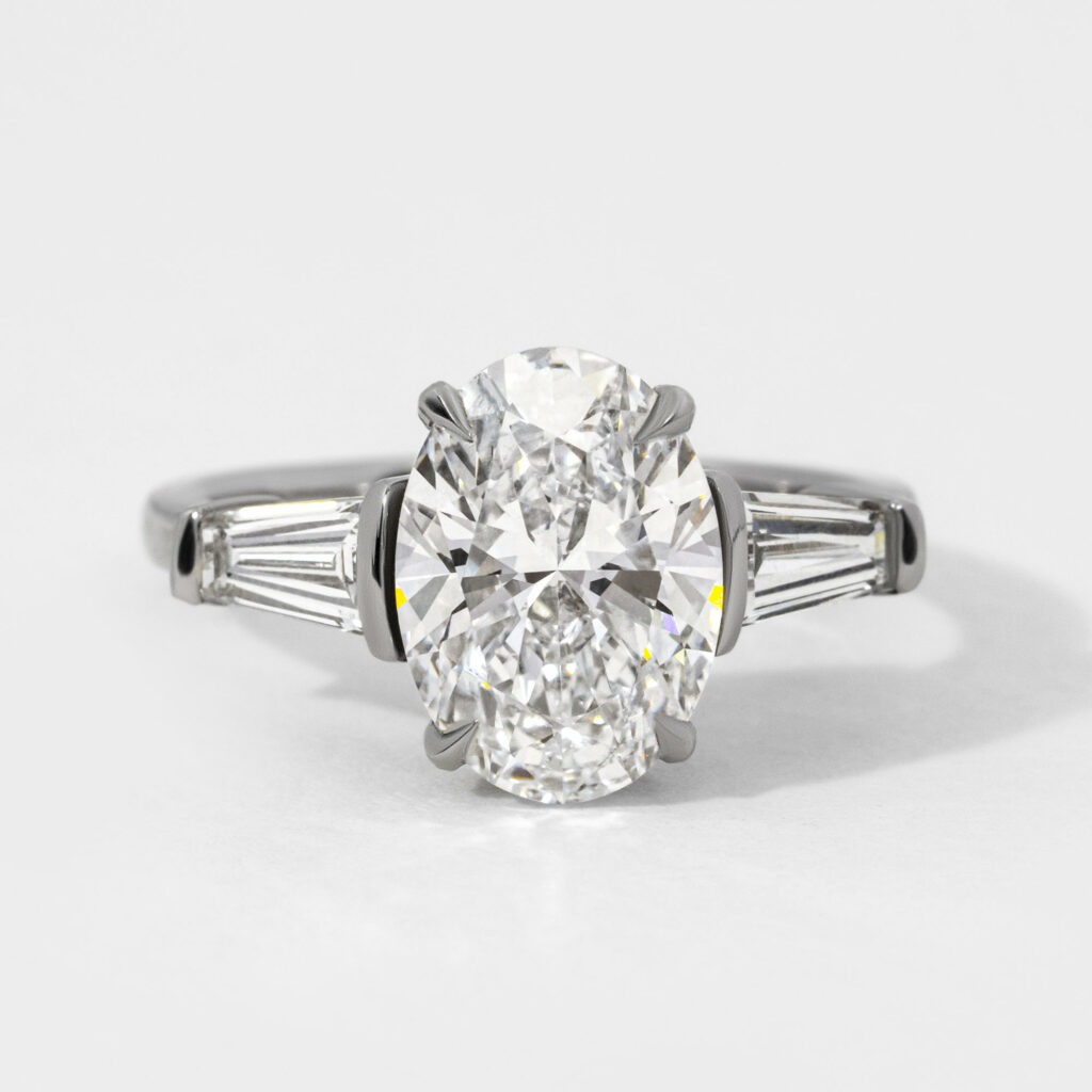 Oval Tapered Baguette Diamond Engagement Ring