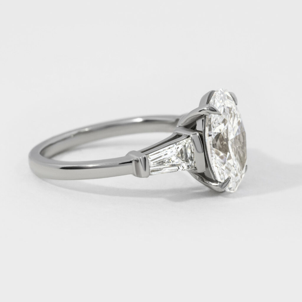 Oval Tapered Baguette Diamond Engagement Ring