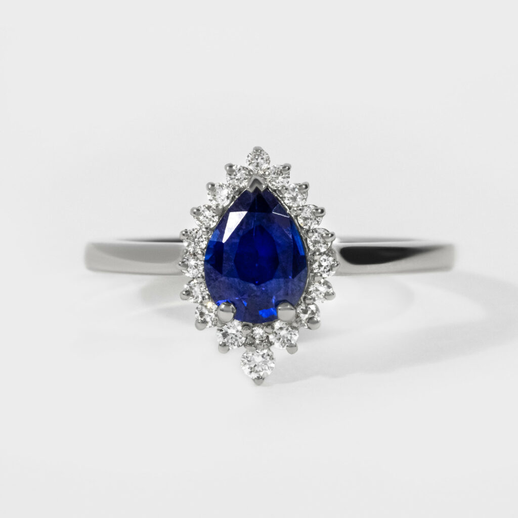Sapphire Pear Cluster Engagement Ring