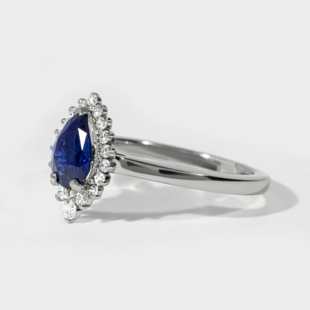Sapphire Pear Cluster Engagement Ring