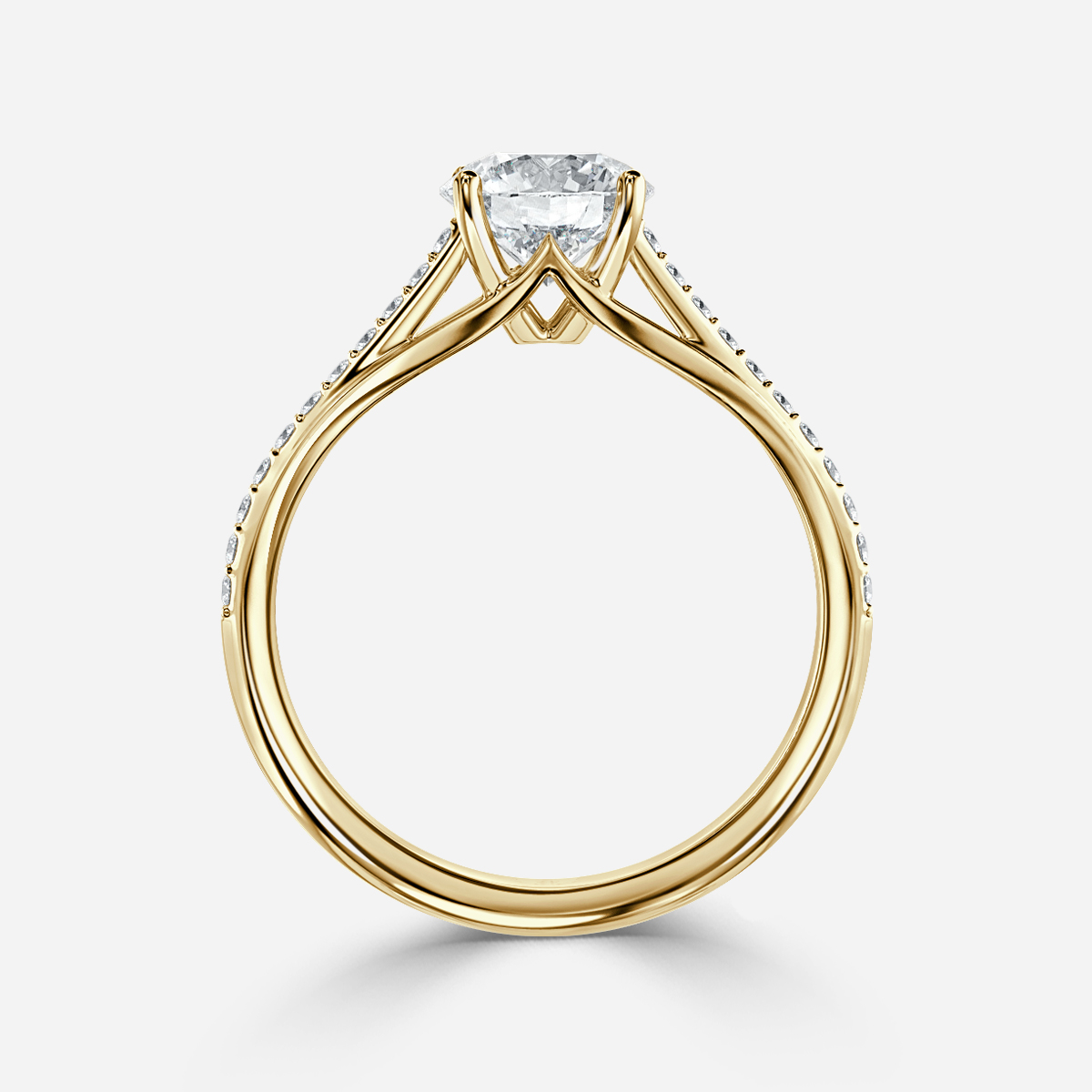 Olina Pave Yellow Gold Engagement Ring
