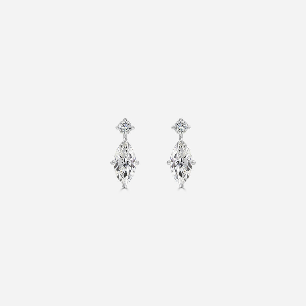 Drop Marquise Earring In white Gold