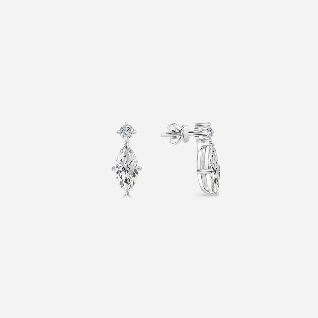 Drop Marquise Earring In white Gold