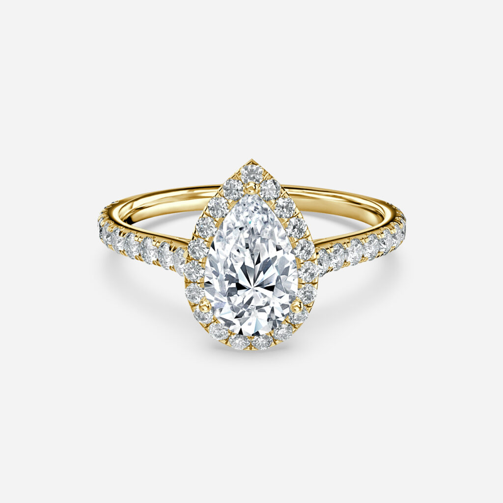 Pear Shape Halo Engagement Ring With Claw Setting