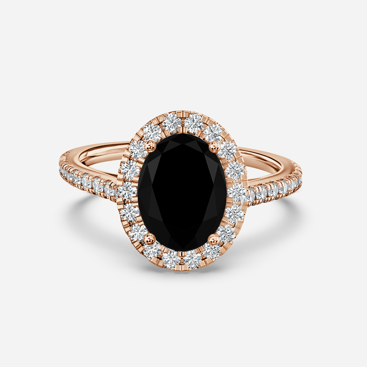 Maya Petite Oval Black Diamond In Rose Gold