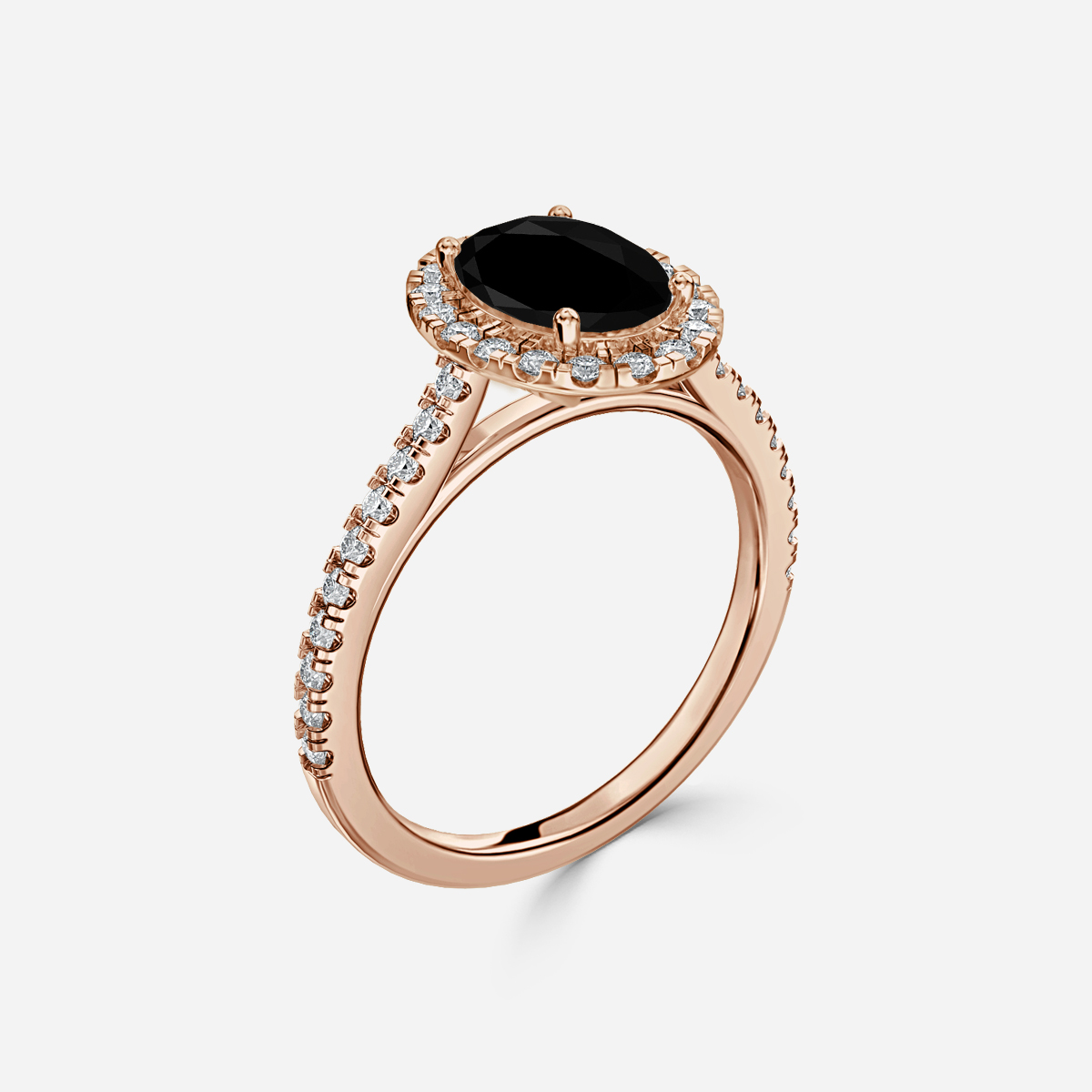 Maya Petite Oval Black Diamond In Rose Gold