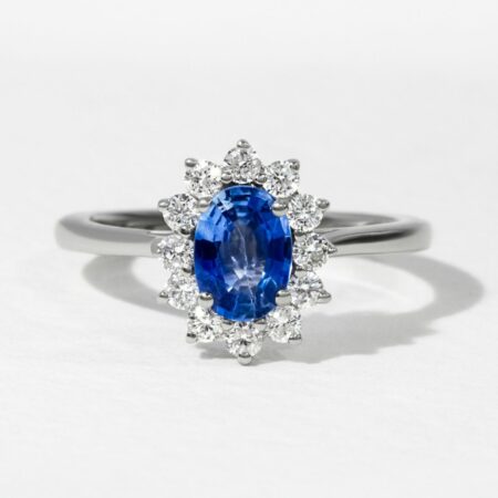 Light Blue Oval Sapphire Engagement Ring- 1.00ct