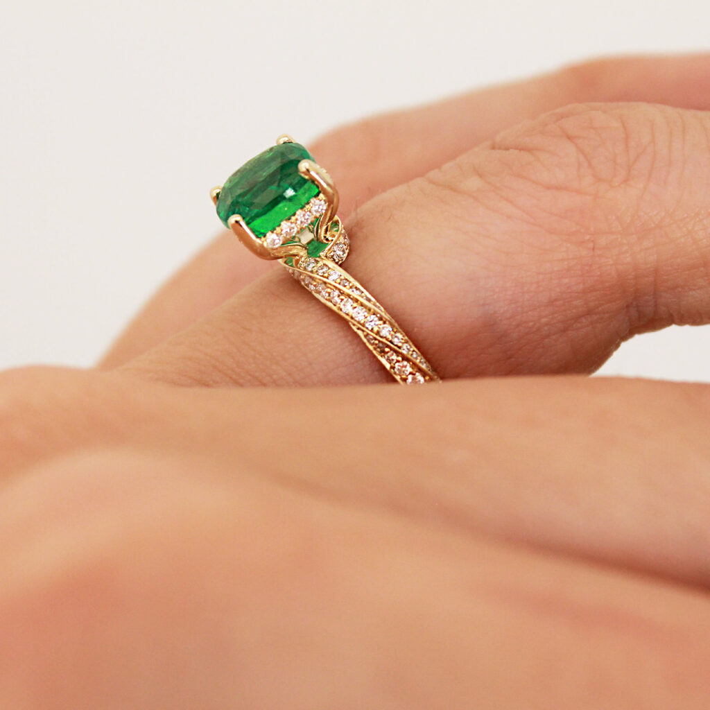 Cushion Cut Emerald Engagement Ring 1.80ct