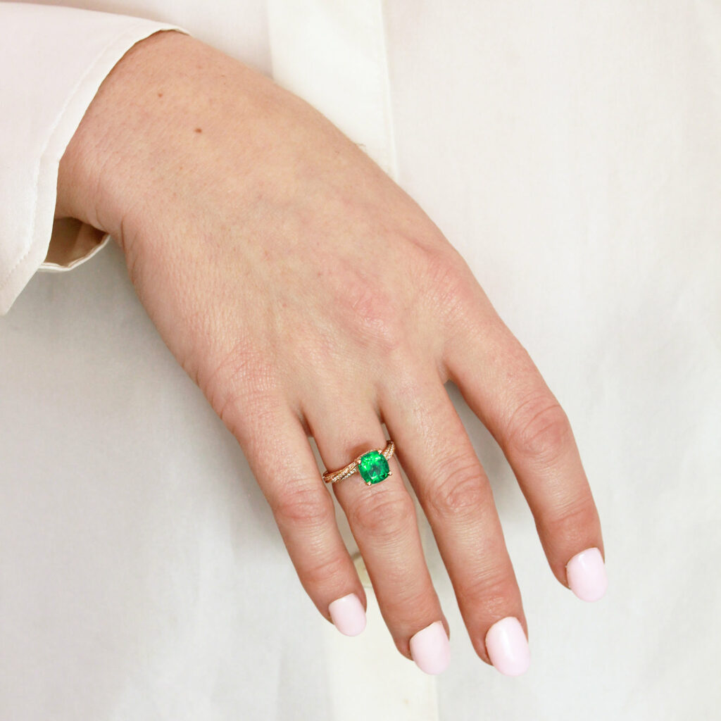 Cushion Cut Emerald Engagement Ring 1.80ct