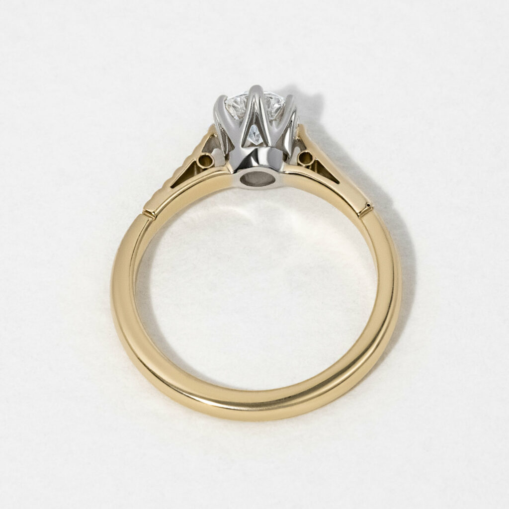 Two Tone Round Diamond Solitaire Engagement Ring- 0.56ct