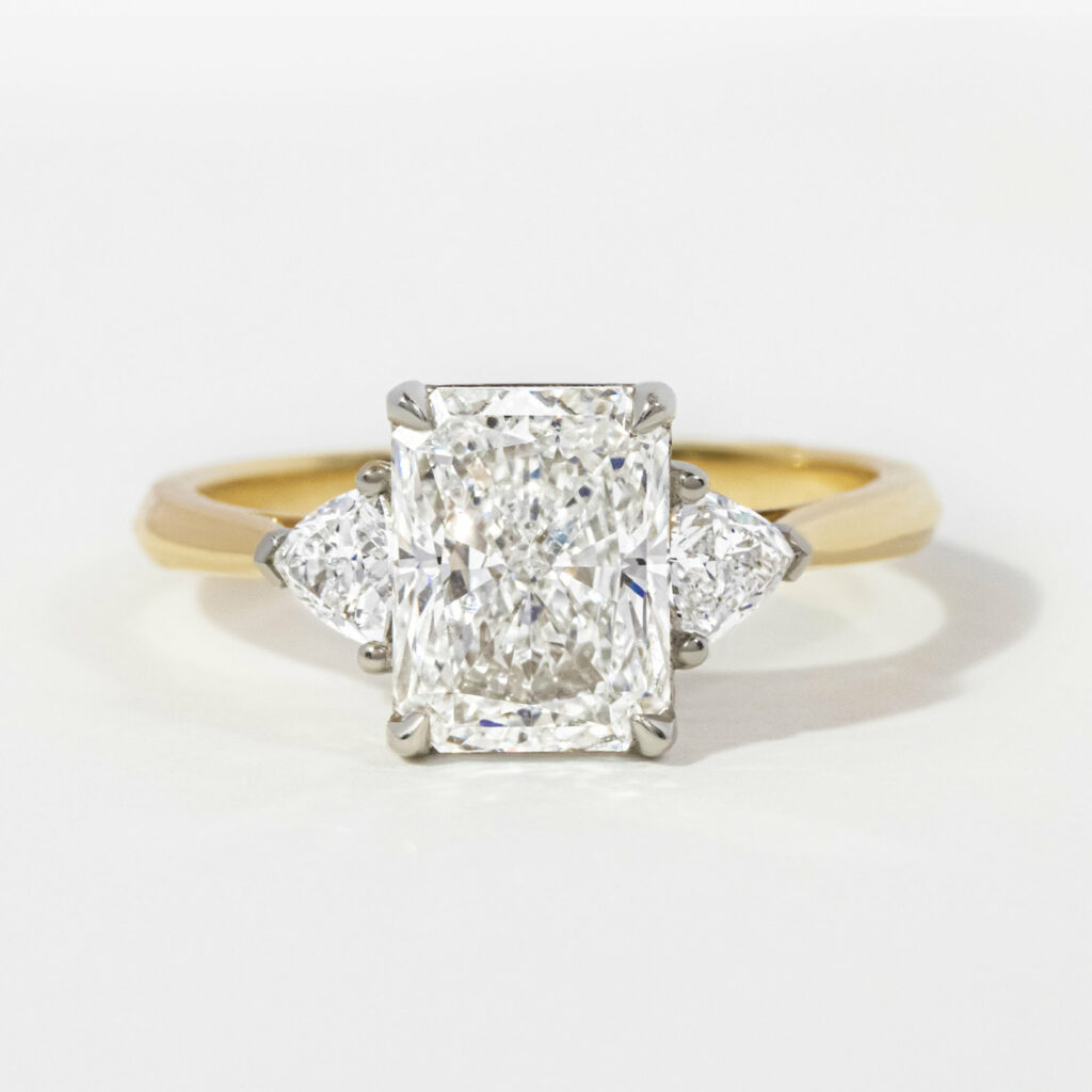 Radiant Trillion Two Tone Engagement Ring