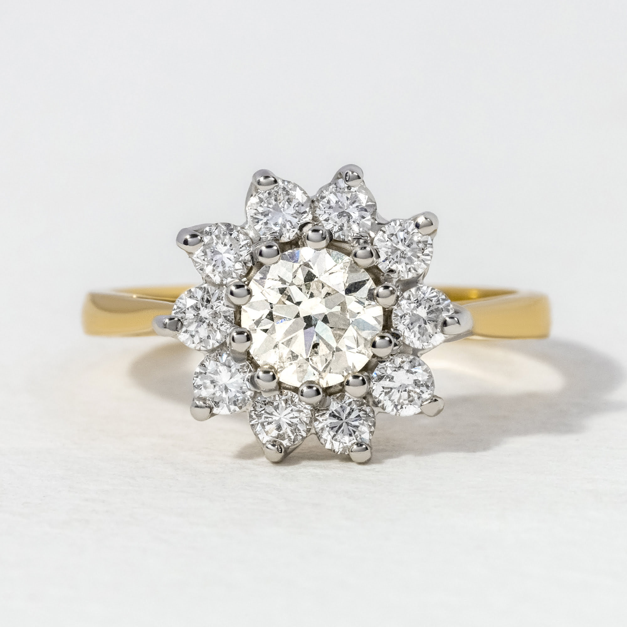 Round Two Tone Daisy Cluster Engagement Ring- 0.70ct