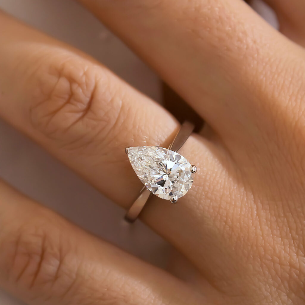 Pear Platinum Solitaire Lab Grown Diamond Engagement Ring