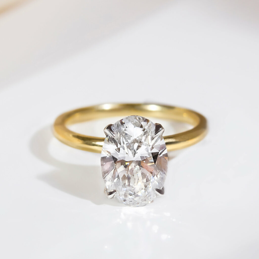 Oval Two Tone Solitaire 2ct Lab Grown Diamond