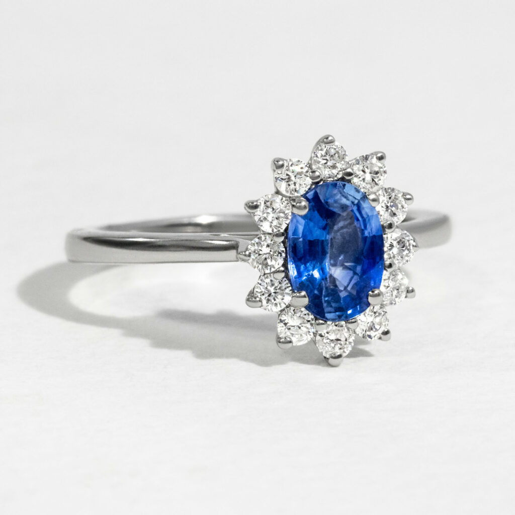 Light Blue Oval Sapphire Engagement Ring- 1.00ct
