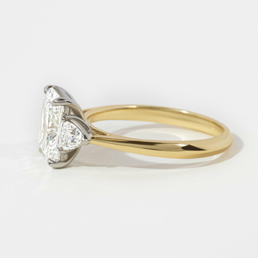 Radiant Trillion Two Tone Engagement Ring