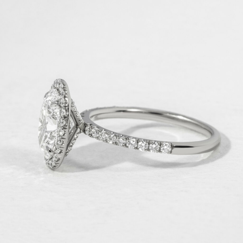Platinum Oval Halo Engagement Ring Lab Grown