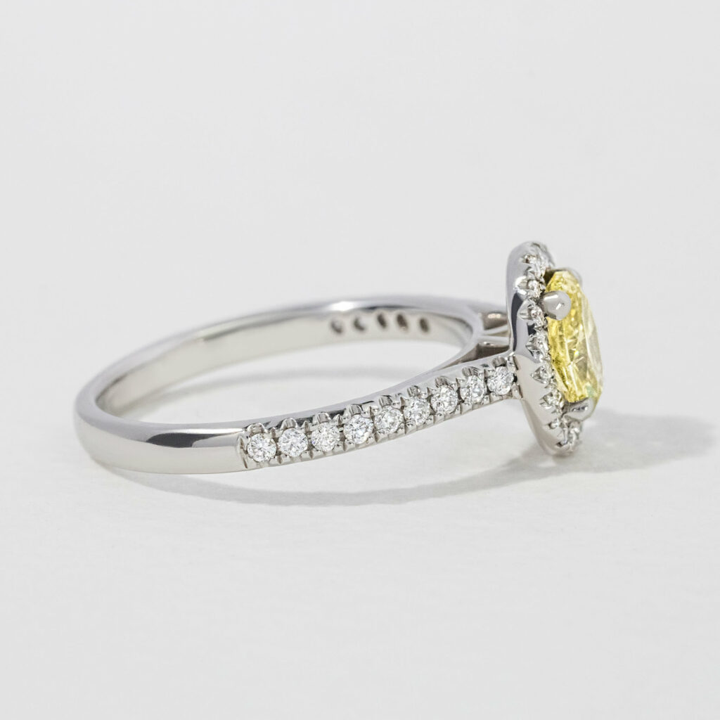 Yellow Oval Diamond Halo Engagement Ring- 0.60ct
