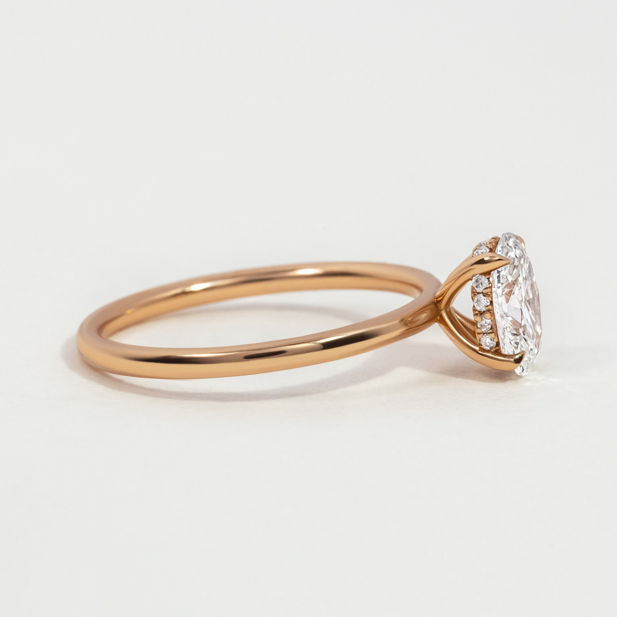 Oval Hidden Halo Rose Gold Lab Grown Engagement Ring- 0.79ct